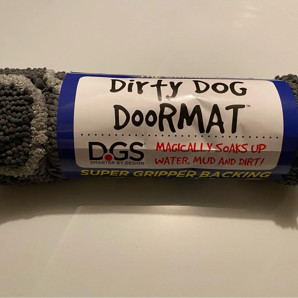 Dirty dog doormat plush microfiber grey brand new